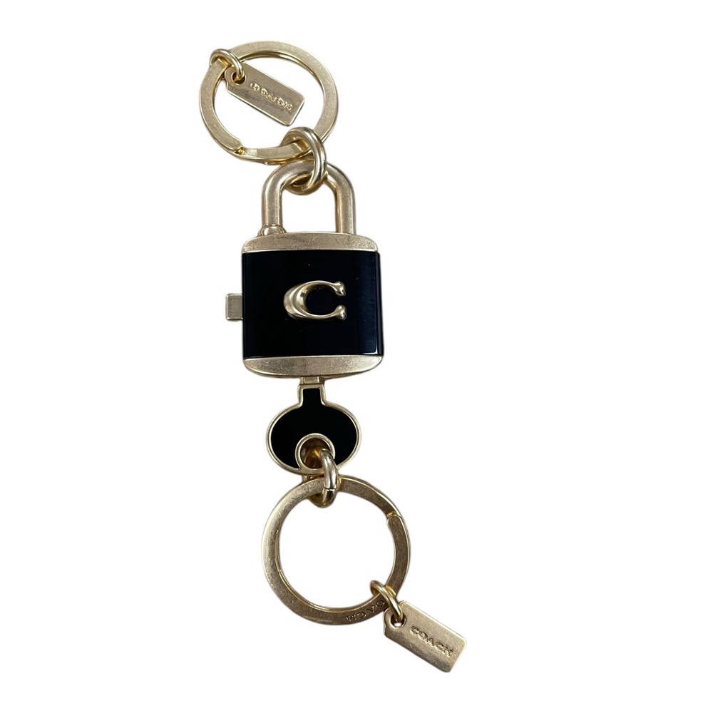 Coach Key and Lock Padlock Bag Charm Gold Black